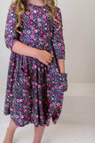 Flower Farm 3/4 Sleeve Pocket Twirl Dress - Mila & Rose ® - Flyclothing LLC