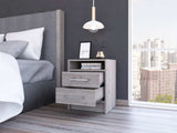 Light Grey Open Compartment Two Drawer Nightstand - Homeroots - Flyclothing LLC
