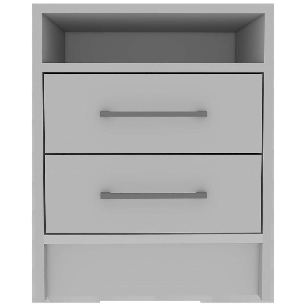 White Open Compartment Two Drawer Nightstand - Homeroots - Flyclothing LLC