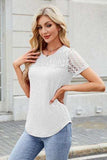 Smocked Round Neck Short Sleeve T-Shirt - Trendsi - Flyclothing LLC