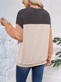Color Block Round Neck Long Sleeve Sweatshirt - Trendsi - Flyclothing LLC