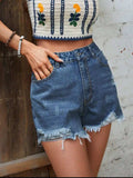 Distressed Raw Hem Denim Shorts - Trendsi - Flyclothing LLC