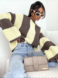 Color Block Long Sleeve Sweater - Trendsi - Flyclothing LLC