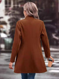 Collared Neck Long Sleeve Longline Coat - Trendsi - Flyclothing LLC
