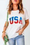 USA Round Neck Short Sleeve T-Shirt - Trendsi - Flyclothing LLC