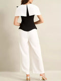 Peplum Top with Wide-Leg Pants Set - Trendsi - Flyclothing LLC