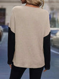 Lace Detail Color Block Long Sleeve T-Shirt - Trendsi - Flyclothing LLC