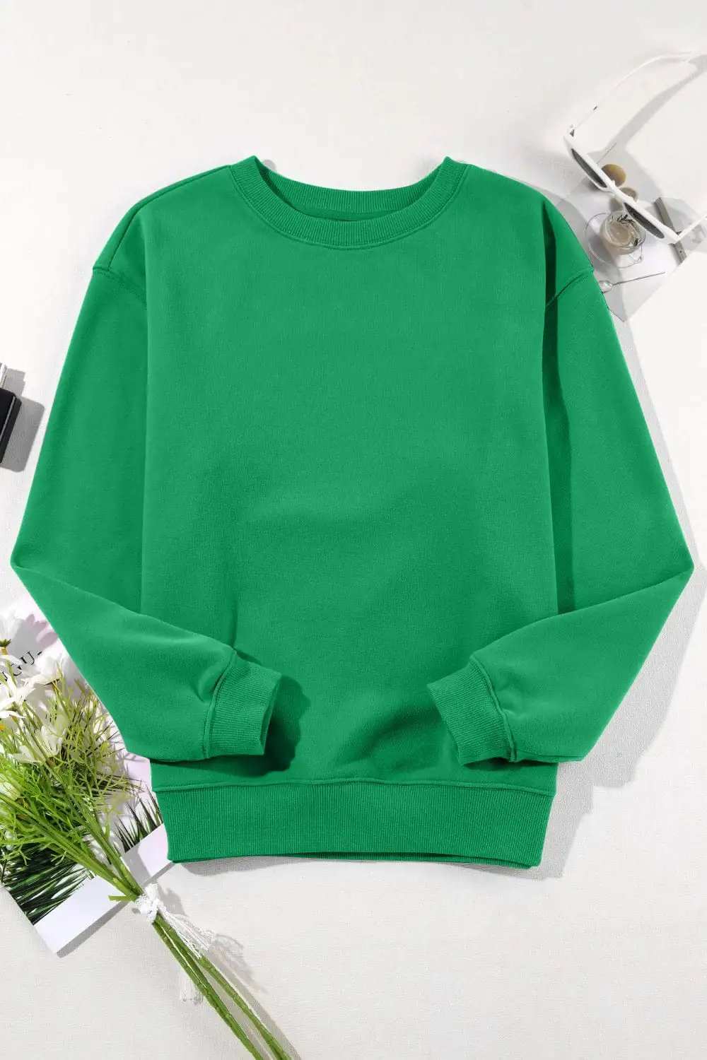 Round Neck Long Sleeve Sweatshirt - Trendsi - Flyclothing LLC