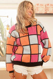 BiBi Multi Color Checker Pattern Sweater - Trendsi - Flyclothing LLC