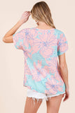 BOMBOM Floral Short Sleeve T-Shirt - Trendsi - Flyclothing LLC