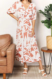 Printed Surplice Balloon Sleeve Dress - Trendsi - Flyclothing LLC