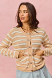 SO ME Stripe Long Sleeves Button Sweater Cardigan - Trendsi - Flyclothing LLC