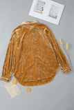 Button Down Loose Fit Velvet Shirt - Trendsi - Flyclothing LLC
