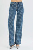 RISEN High Rise Wide Leg Bow Embroidered Jeans - Trendsi - Flyclothing LLC