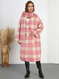 Plaid Button Up Long Sleeve Coat - Trendsi - Flyclothing LLC