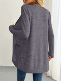 Open Front Longline Cardigan with Side Pockets - Trendsi - Flyclothing LLC