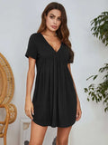 V-Neck Short Sleeve Lounge Dress - Trendsi - Flyclothing LLC