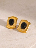 18K Gold-Plated Stainless Steel Agate Earrings - Trendsi - Flyclothing LLC