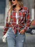 Plaid Button-Down Oversized Shirt - Trendsi - Flyclothing LLC
