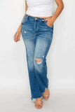 bytos Full Size Raw Hem Distressed Mid Rise Straight Jeans - Trendsi - Flyclothing LLC