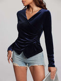 Ruched Surplice Long Sleeve Top - Trendsi - Flyclothing LLC