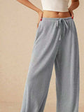 Ribbed Drawstring Wide Leg Pants - Trendsi - Flyclothing LLC