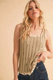 Aemi+Co Distressed Detail Round Neck Knit Tank - Trendsi - Flyclothing LLC
