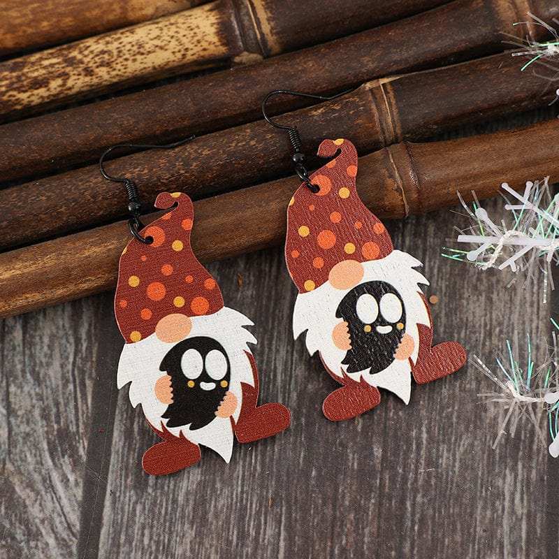 Point Hat Gnome Wooden Dangle Earrings - Trendsi - Flyclothing LLC