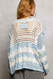 POL Color-Blocked Stripe Pattern Knit Top with Twisted Weave - Trendsi - Flyclothing LLC