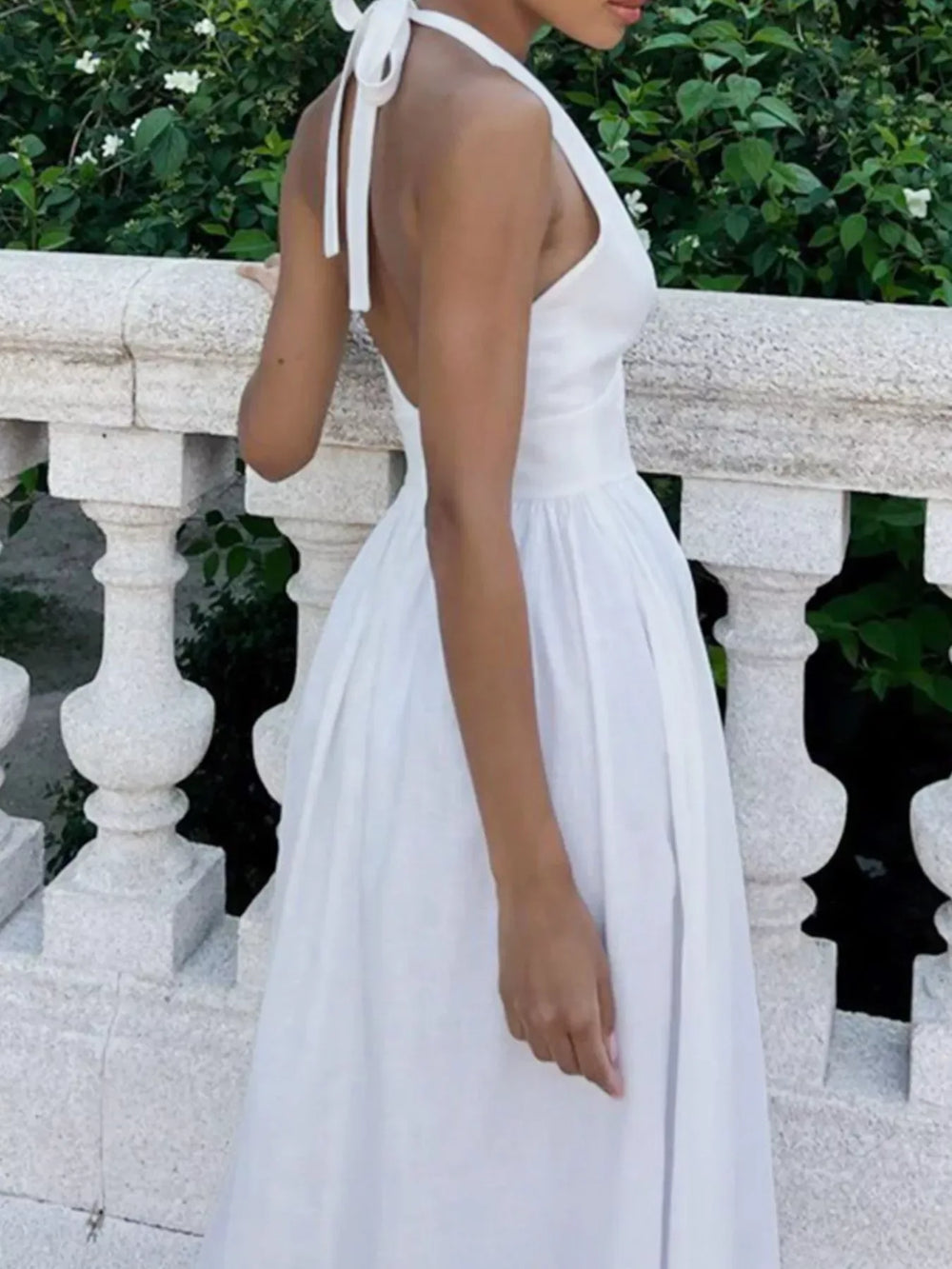 Halter Neck Flowy Maxi Dress - Trendsi - Flyclothing LLC