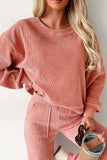 Round Neck Long Sleeve Top and Pants Set - Trendsi - Flyclothing LLC