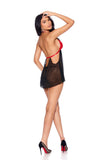 Elegant Moments Black/Red Lace & Mesh Babydoll & G-Strin 44179 - Elegant Moments - Flyclothing LLC