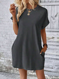 Round Neck Short Sleeve Mini Dress - Trendsi - Flyclothing LLC