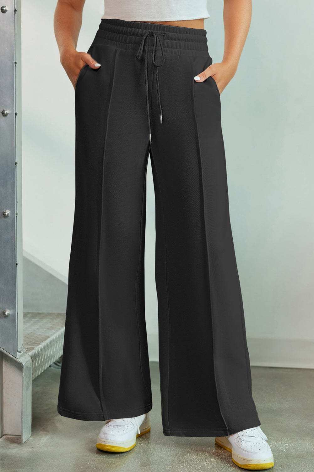 Drawstring Wide Leg Pants with Pockets - Trendsi - Flyclothing LLC