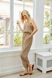 V-Neck Spaghetti Strap Sleeveless Jumpsuit - Trendsi - Flyclothing LLC