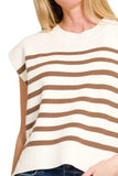 Zenana Oversized Crew Neck Stripe Sweater Vest - Trendsi - Flyclothing LLC