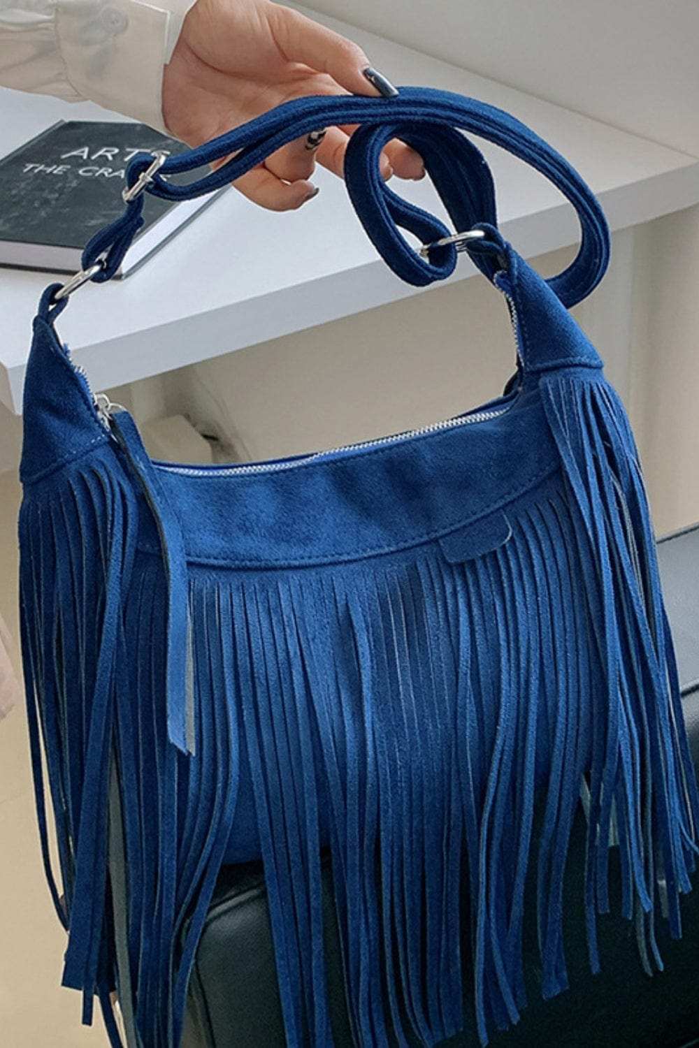 Suede Fringe Adjustable Strap Shoulder Bag - Trendsi - Flyclothing LLC
