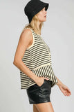 Umgee Round Neck Texture Striped Tank - Trendsi - Flyclothing LLC