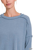 Zenana Ribbed Drop Shoulder Round Neck Sweater - Trendsi - Flyclothing LLC