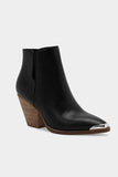 Beast Fashion Pointed Metal-Tip Toe Block Heel Ankle Boots - Trendsi - Flyclothing LLC