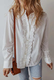 Eyelet Button Down Long Sleeve Shirt - Trendsi - Flyclothing LLC