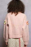 POL Round Neck Long Sleeve Sweater with 3D Floral Patch Detail - Trendsi - Flyclothing LLC