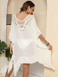 Cutout Ruffled Half Sleeve Cover-Up - Trendsi - Flyclothing LLC