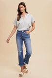 Annie Wear Distressed Raw Hem Straight Leg Cropped Jeans - Trendsi - Flyclothing LLC