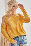 BiBi Tie-Dye French Terry Round Neck Cold Shoulder T-Shirt - Trendsi - Flyclothing LLC
