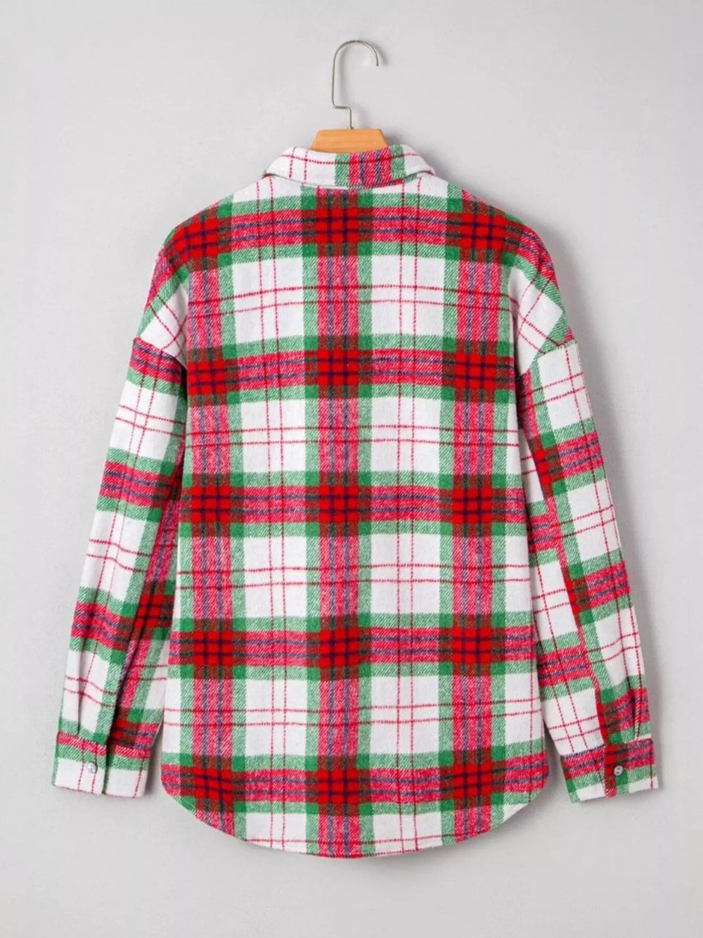 Plaid Button-Down Long Sleeve Shacket - Trendsi - Flyclothing LLC