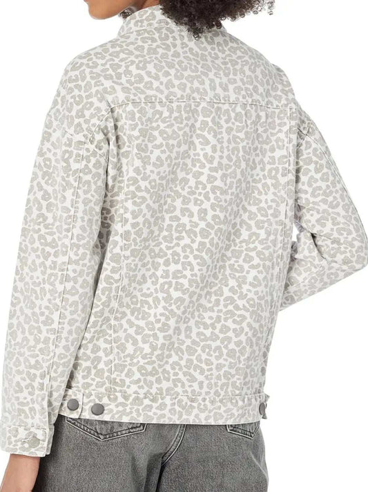 Leopard Button Up Long Sleeve Denim Jacket - Trendsi - Flyclothing LLC