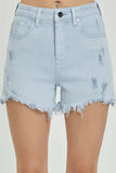 RISEN Full Size High Rise Distressed Detail Denim Shorts - Trendsi - Flyclothing LLC