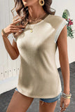 Contrast Trim Ribbed Knit Sleeveless Top - Trendsi - Flyclothing LLC