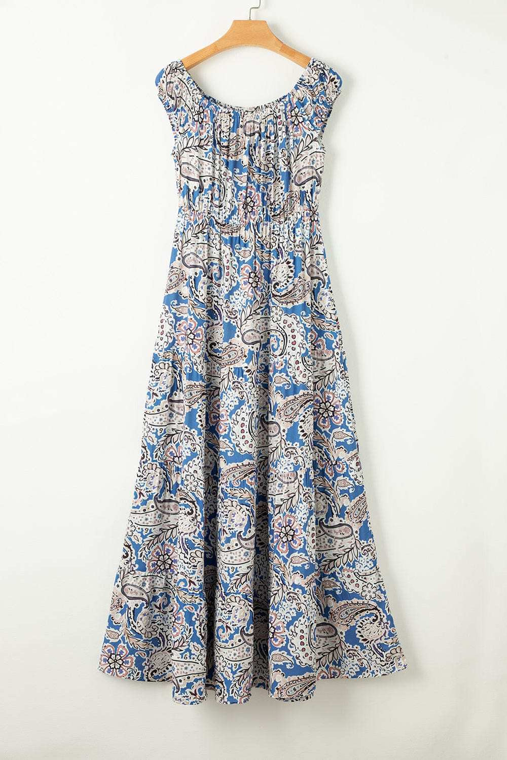 Printed Off-Shouder Short Sleeve Dress - Trendsi - Flyclothing LLC